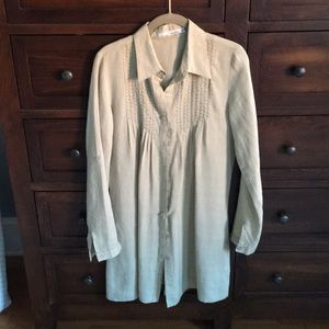 Long linen shirt in green